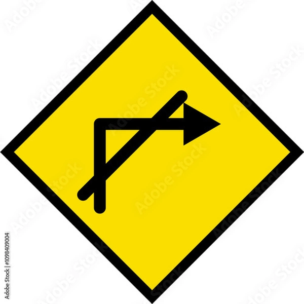 Fototapeta Abstract geometric yellow no right turn road traffic signal icon design 