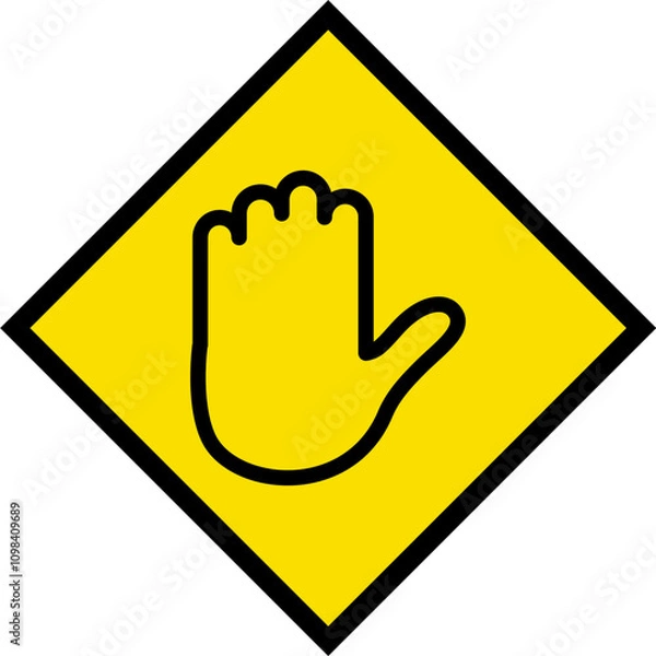 Fototapeta Abstract geometric yellow Stop Ahead Road traffic signal icon design 