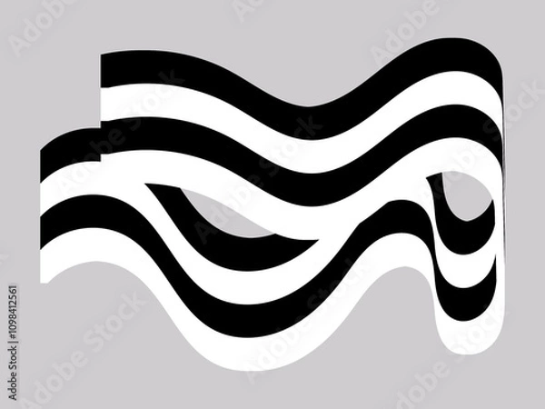 Fototapeta abstract design of a black-and-white wave pencil art 