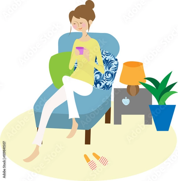 Obraz 部屋でくつろぐ女性