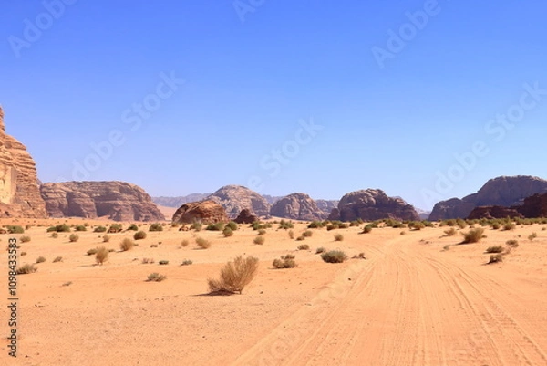 Obraz Scenic view of rocks in Wadi Rum desert, Jordan