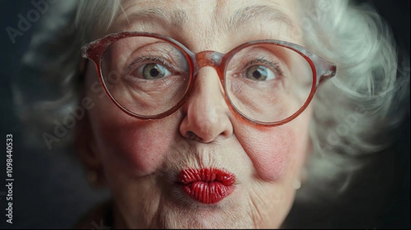 Fototapeta grandmother sending a kiss to the camera