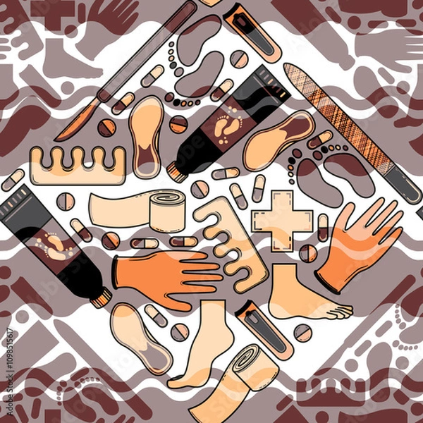 Fototapeta Sole Searching Endless Feet Repeat Pattern Design