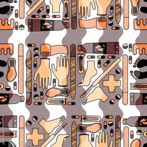 Fototapeta Sole Searching Endless Feet Repeat Pattern Design