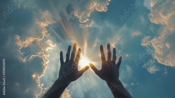 Obraz Sunlit Hands Reach for Sky