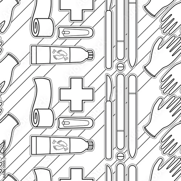 Fototapeta Sole Searching Endless Feet Line Art Illustration as Repeat Pattern Design