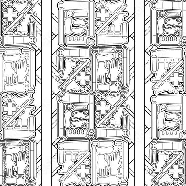Fototapeta Sole Searching Endless Feet Line Art Illustration as Repeat Pattern Design