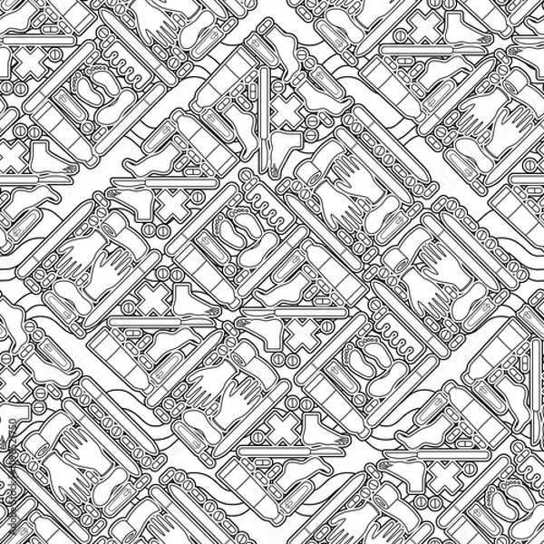 Fototapeta Sole Searching Endless Feet Line Art Illustration as Repeat Pattern Design