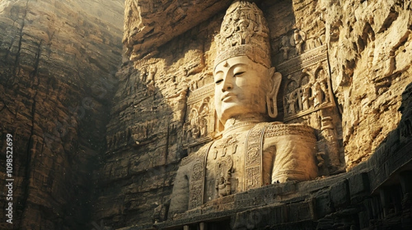 Obraz Ancient Buddha, Cliffside Majesty