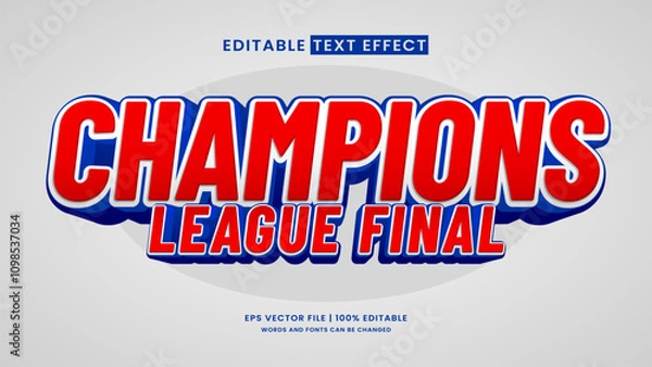 Obraz Champions league final 3d editable text effect sports style