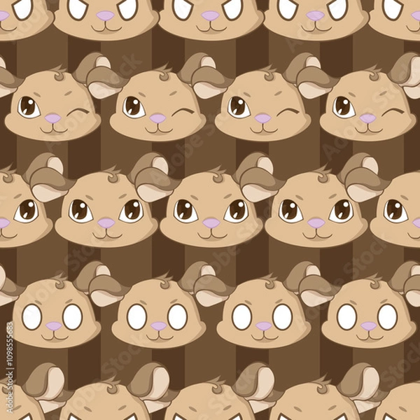 Fototapeta Expressive Gerbil Cartoon Repeat Pattern Design