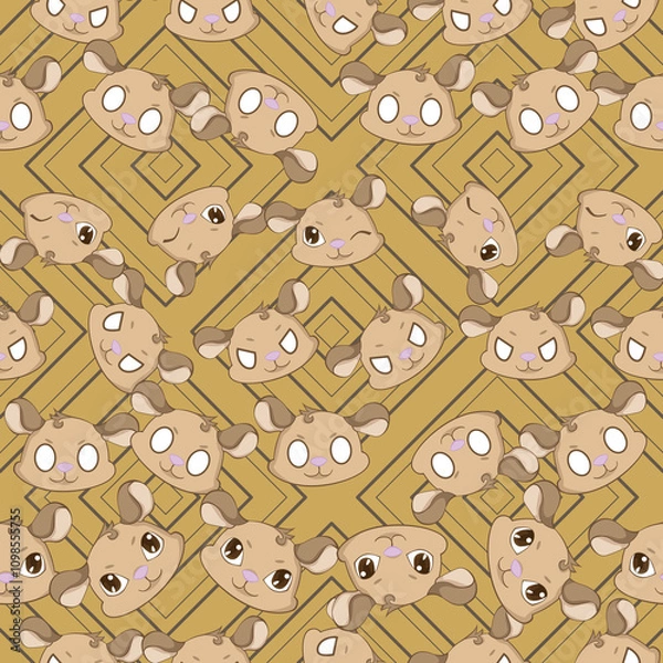 Fototapeta Expressive Gerbil Cartoon Repeat Pattern Design