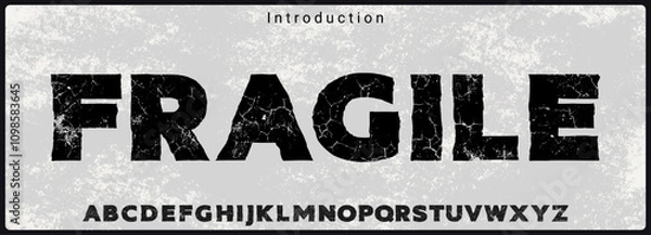 Obraz Bold rough sans serif typeface. Alphabet vector font with crack texture