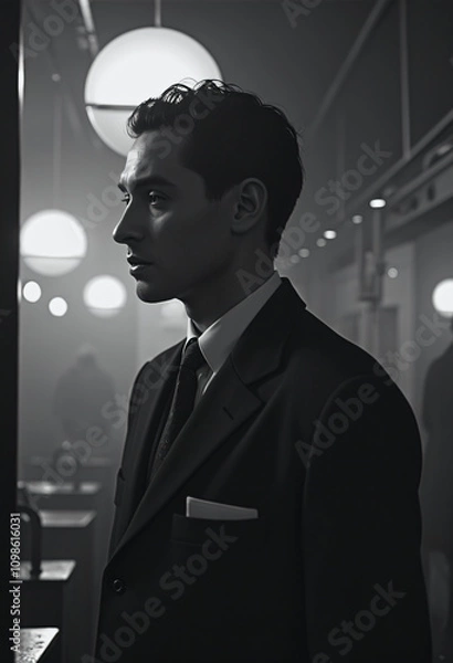 Fototapeta A sophisticated image featuring a man in a suit, exemplifying elegance and style in an urban setting.