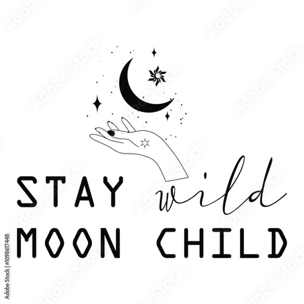 Fototapeta Stay wild moon child, Hippie svg, boho svg, moon svg, moon png, flower power svg.