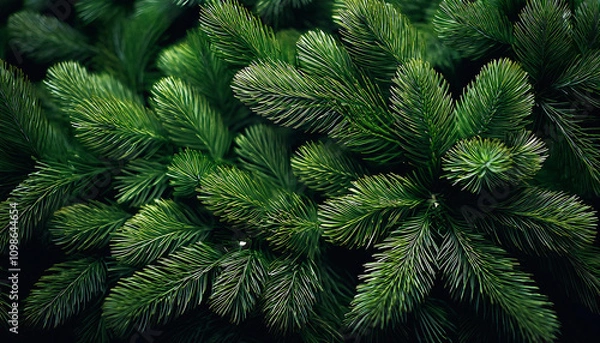Obraz Christmas pine tree greenery close-up background. Evergreen natural backdrop
