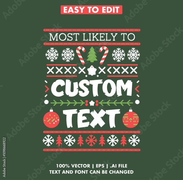 Obraz Personalized Most likely to Christmas Family Matching Shirt vector design