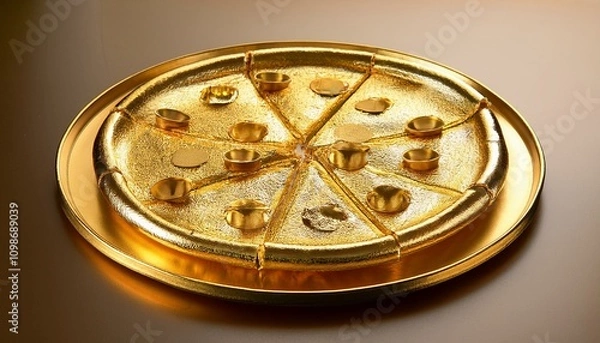 Obraz Gold model as pizza and plate form