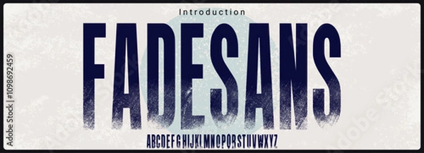 Obraz Condensed rough sans serif typeface. Alphabet vector font with faded texture.