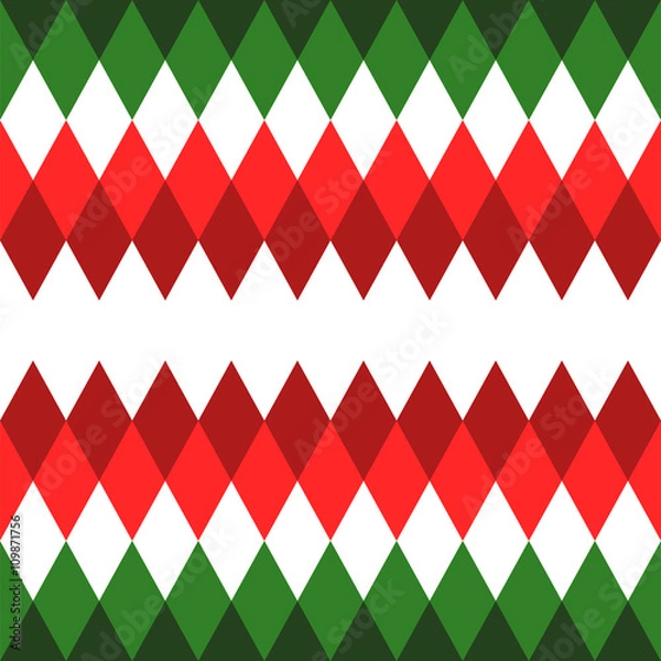 Fototapeta Minimalist Christmas pattern in modern flat style. Seamless background of triangles painted in Christmas colors.