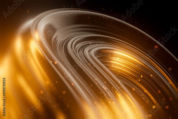 Fototapeta Curved and waves shape with light particles effects 3d render