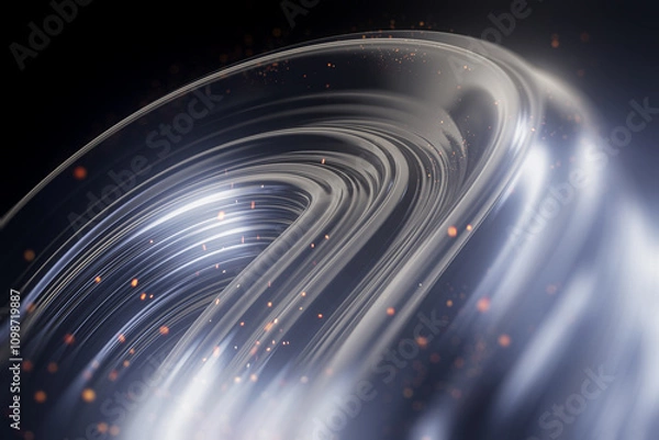 Fototapeta Geometric shape with light particles effects 3d render