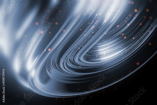 Fototapeta Geometric shape with light particles effects 3d render