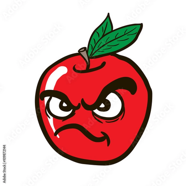 Fototapeta freehand drawn angry apple