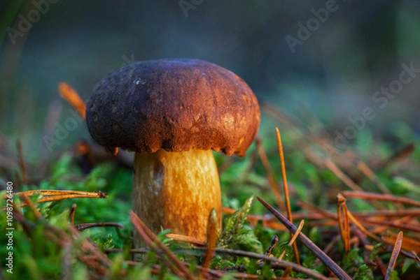 Fototapeta Autumn mood with a detail of a mushroom in the forest