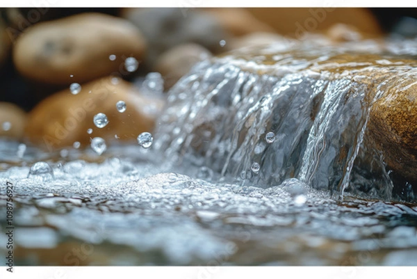 Obraz Cascading Water Over Smooth Stones