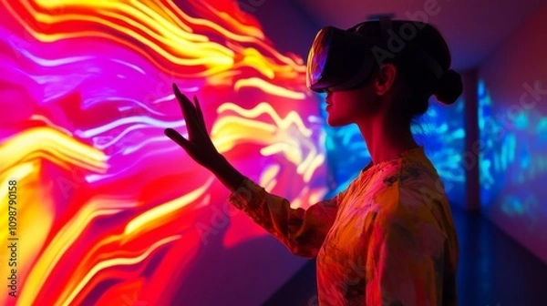 Fototapeta Immersive VR Experience: Colorful Digital Art