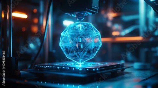 Fototapeta 3D Printing of Futuristic Geometric Object
