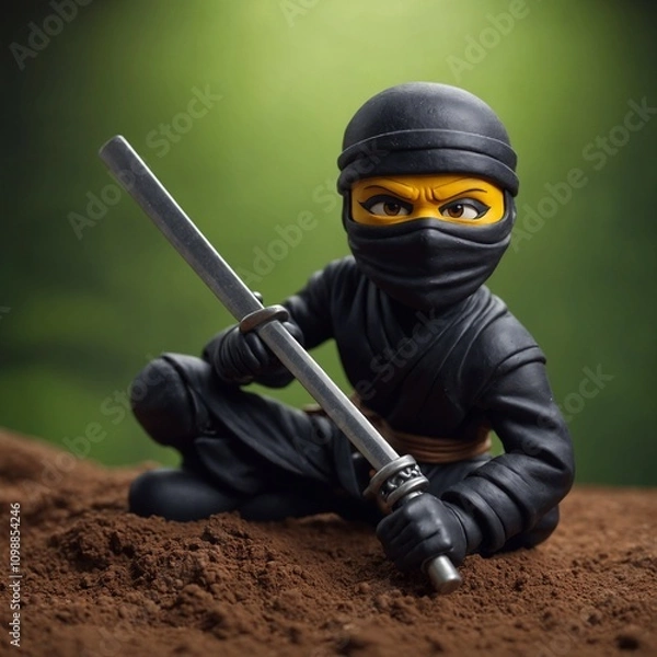 Fototapeta The ninja’s journey through a clay world is one of discovery, battle, and ultimate triumph