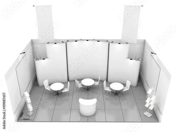 Obraz Blank trade show booth mock up. 3D rendering