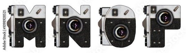 Fototapeta Letters M, N, O, P made from a camera