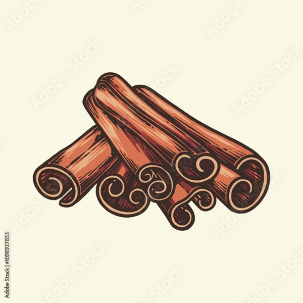 Fototapeta cinnamon vector drawing