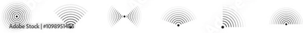 Obraz Set of radar icon. Sonar sound waves icon. Signal concentric circles. Sonar wave and echo sounding symbol isolated on transparent background
