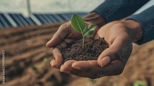 Obraz hands holding a plant