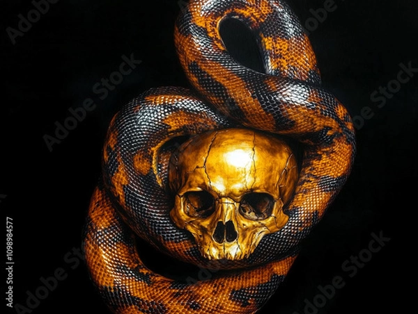 Obraz Snake and Gold Skull 