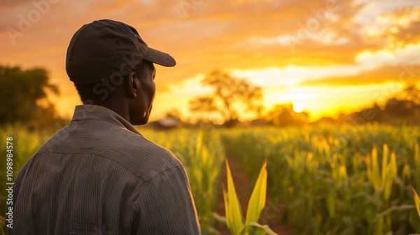 Obraz Old man at sunset