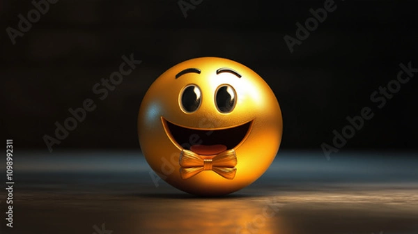 Obraz Abstract art of smiling yellow happy face symbol