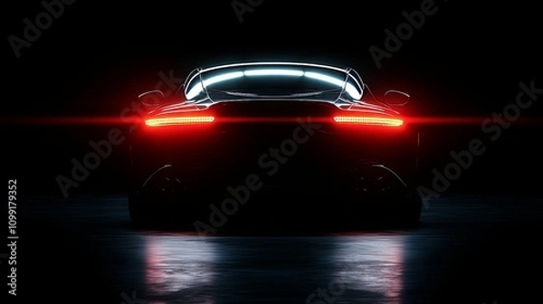 Obraz Illuminated Rear View Of A Sleek Modern Sports Car