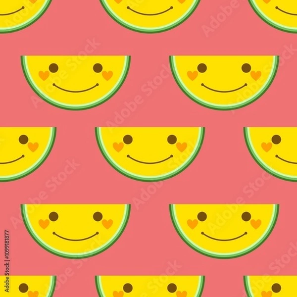 Fototapeta seamless pattern with yellow watermelons