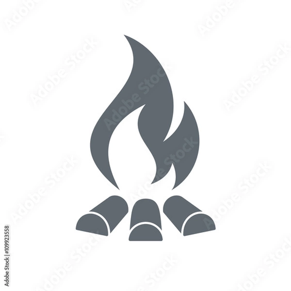 Obraz Campfire silhouette with white background 