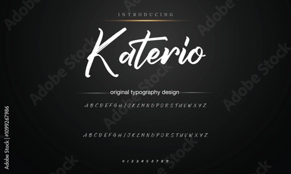 Fototapeta Hand drawn vector alphabet. signature script font. Elegant Signature Font. Best Alphabet Beautiful Calligraphy Signature Font lettering