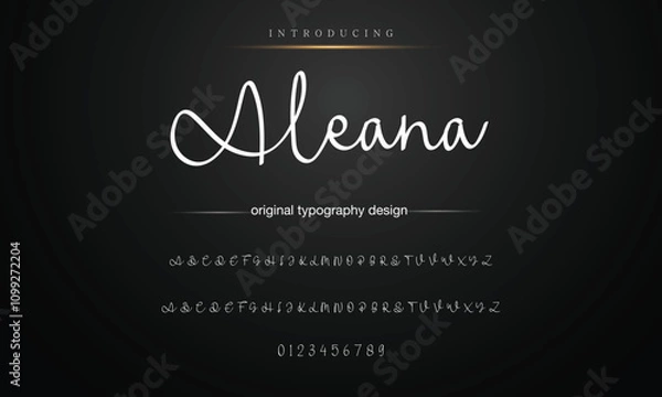 Fototapeta Hand drawn vector alphabet.signature script font. Elegant Signature Font. Best Alphabet Beautiful Calligraphy Signature Font lettering