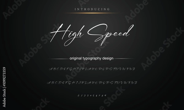 Fototapeta Hand drawn vector alphabet.signature script font. Elegant Signature Font. Best Alphabet Beautiful Calligraphy Signature Font lettering