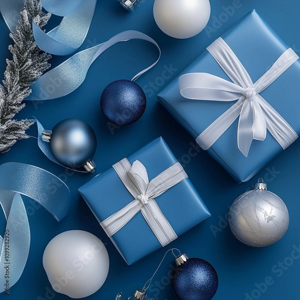 Fototapeta christmas background with present boxes and balls