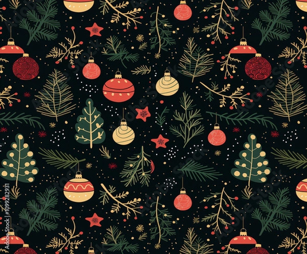Fototapeta seamless christmas pattern