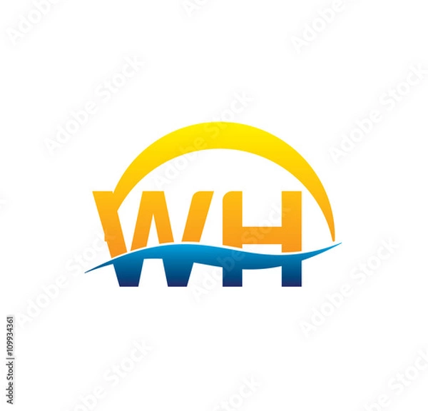 Obraz wh initial logo with waving swoosh